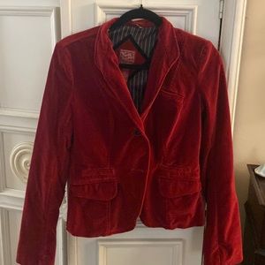 Lucky Brand , red velour blazer, small